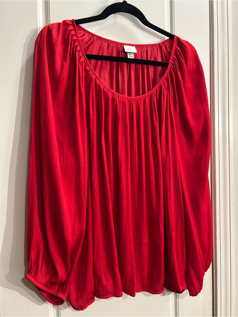 a new day Red Pleated Scoop-Neck Blouse